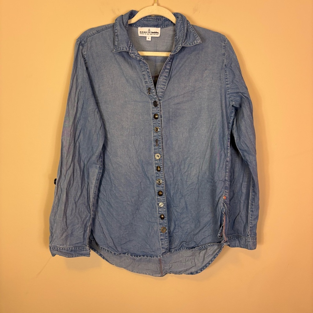 Neon Buddha Women’s Button Front & Back Chambray Denim Shirt Small